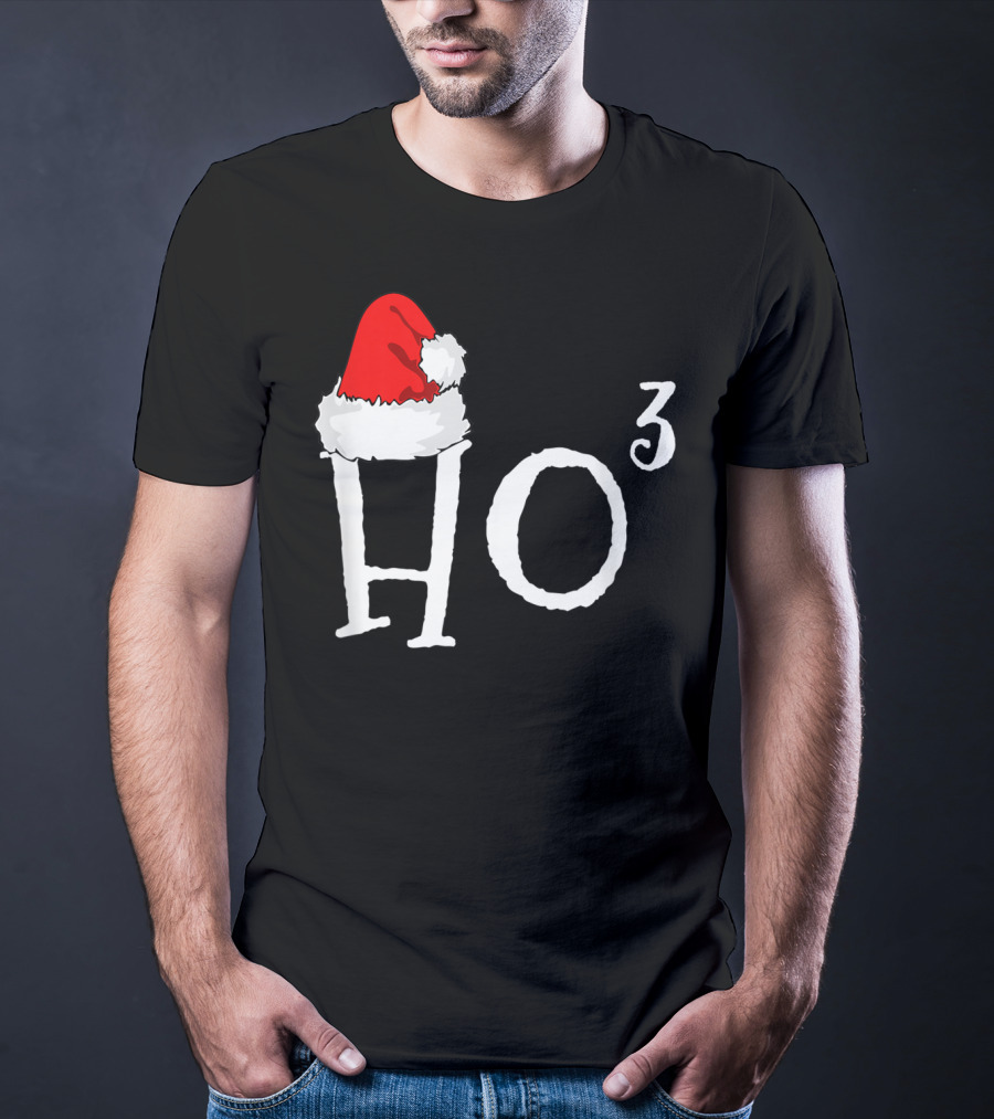 Ho3 Cubed Santa Hat Christmas Hohoho Math Teacher T-Shirt