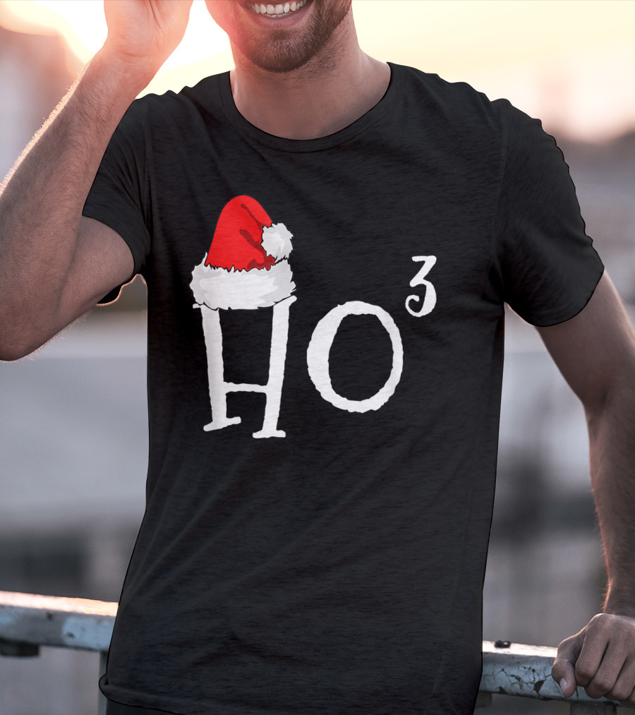 Ho3 Cubed Santa Hat Christmas Hohoho Math Teacher T-Shirt