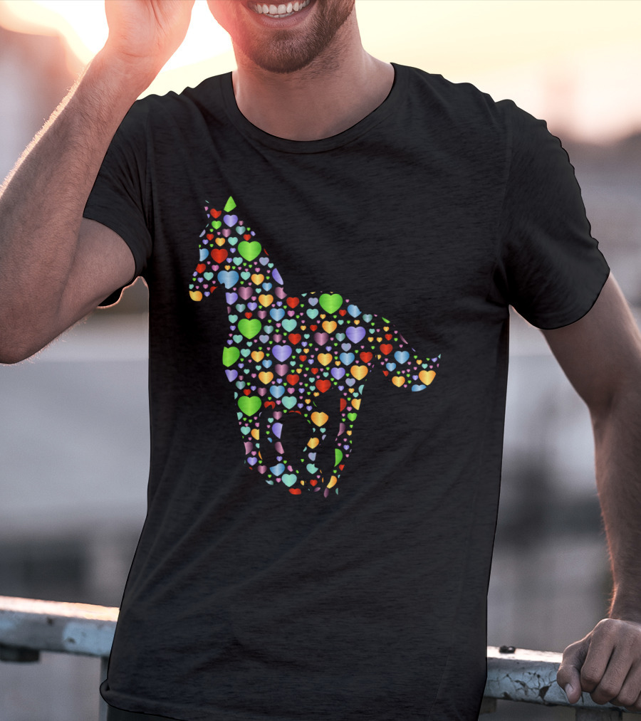 Horse Lover Equestrian Hearts Multicolored T-Shirt