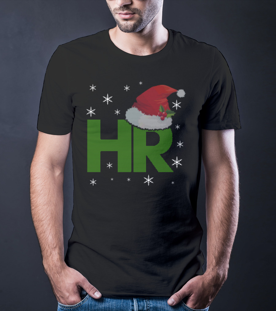 HR Santa Hat Human Resources Festive Christmas Snowflakes T-Shirt