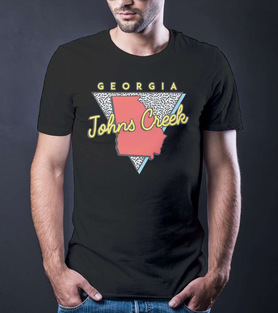 Johns Creek Georgia Retro Souvenir Design With Map T-Shirt