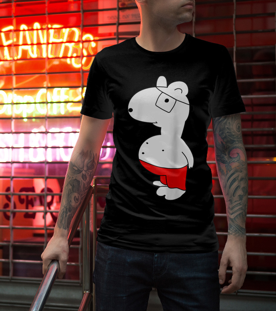 Marcuskun Bear Character With Glasses And Red Shorts T-Shirt