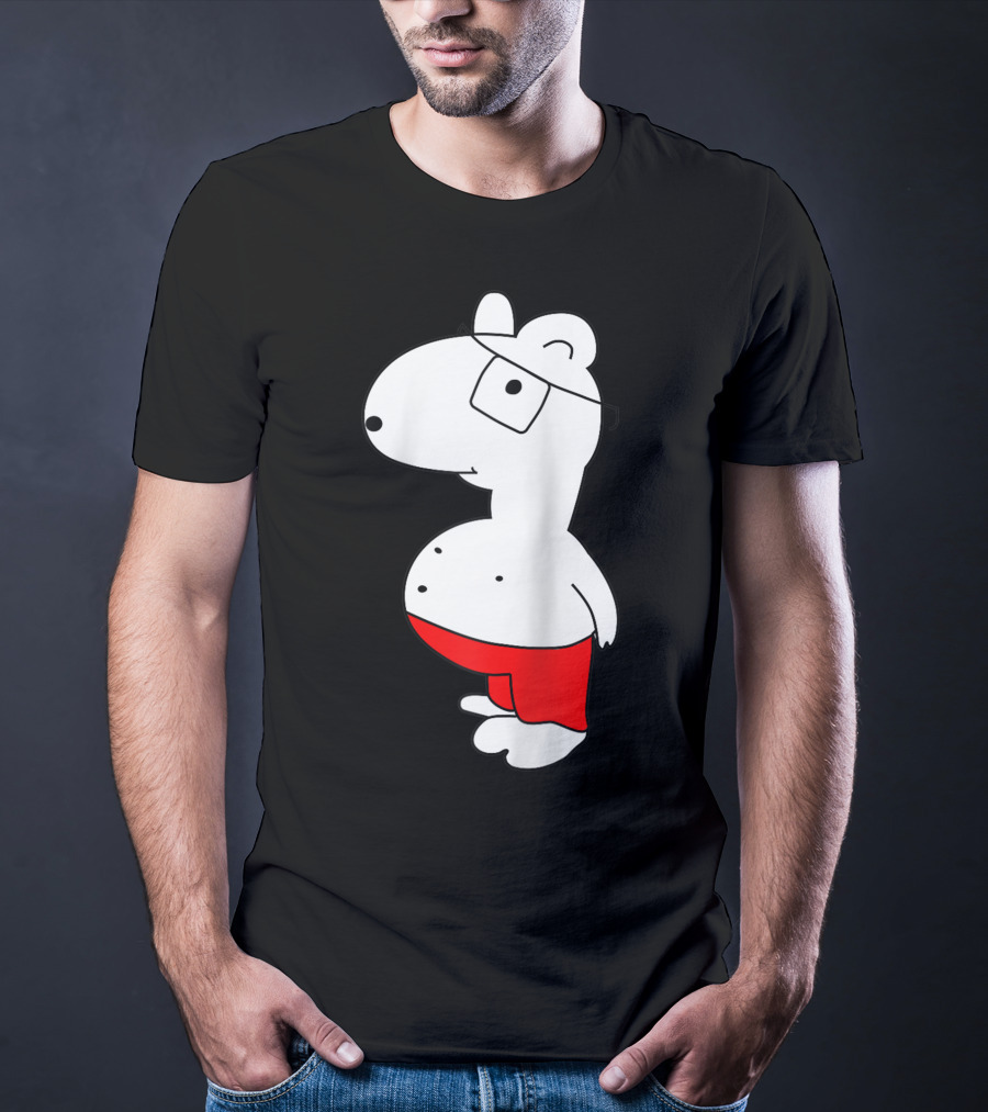 Marcuskun Bear Character With Glasses And Red Shorts T-Shirt