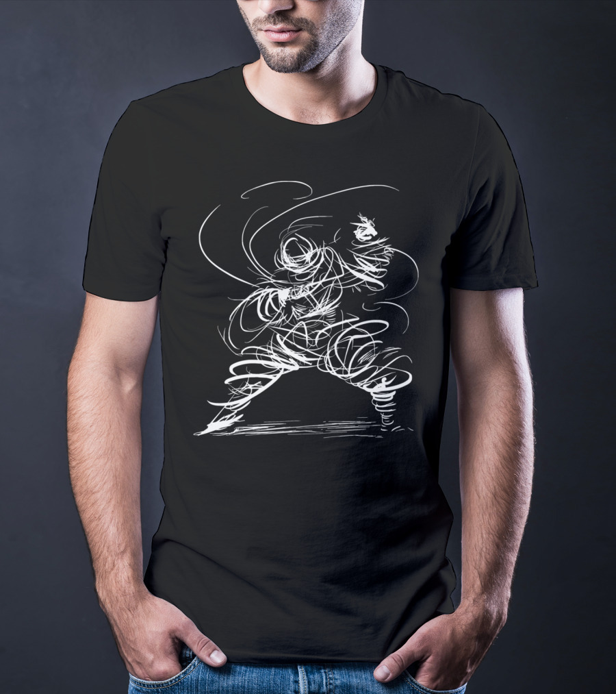 Martialarts Fighter Sorcerer Figure Line Drawing T-Shirt