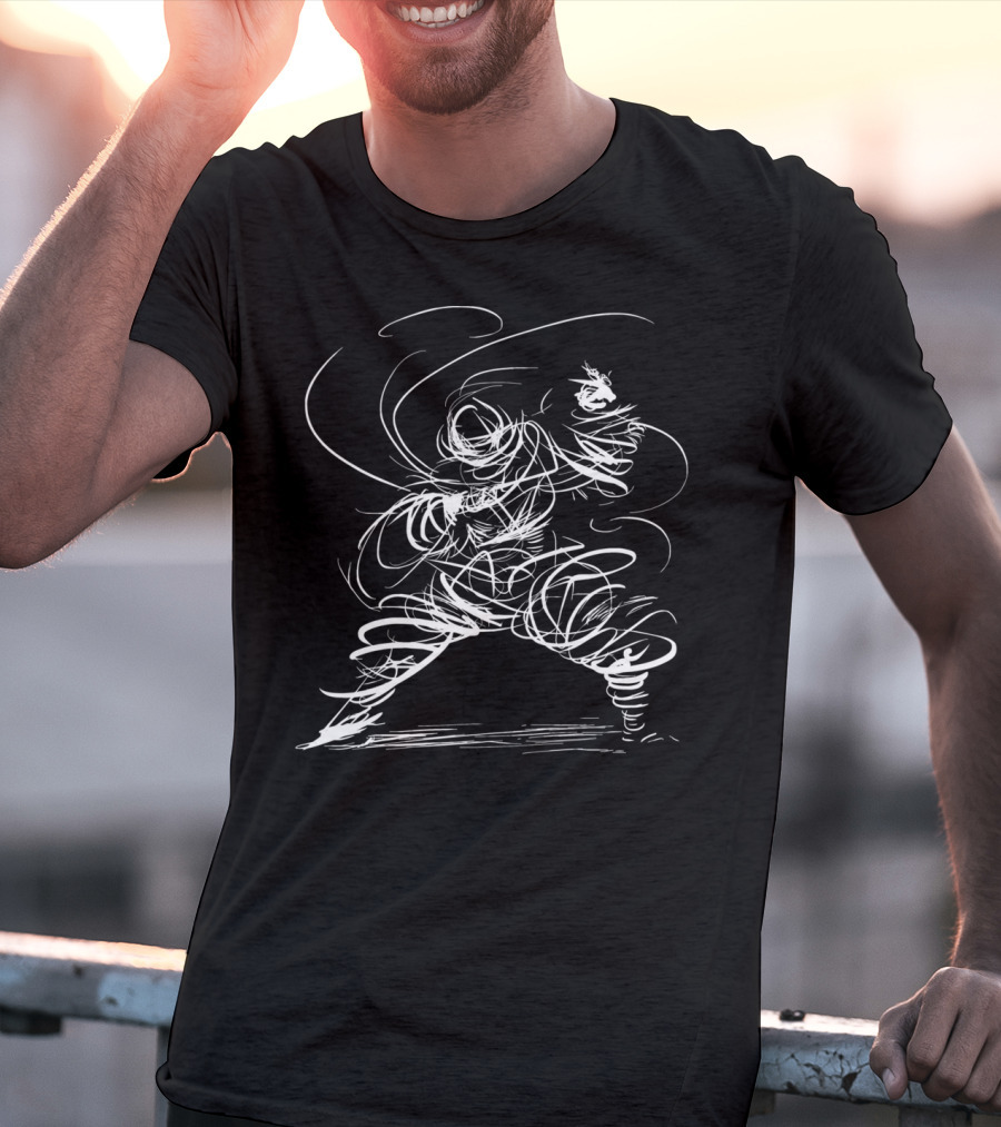 Martialarts Fighter Sorcerer Figure Line Drawing T-Shirt