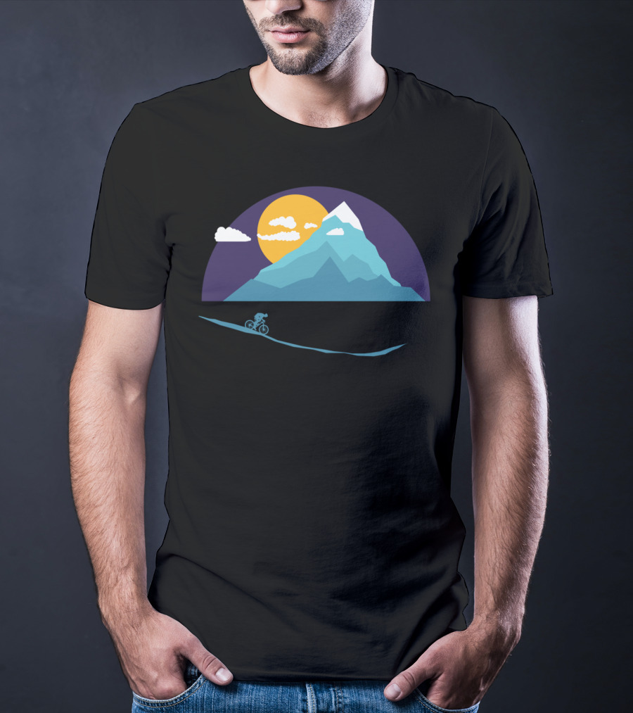 Mountainbiker Scenic Landscape Adventure With Sun And Clouds T-Shirt