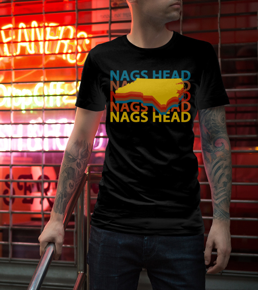 Nags Head North Carolina Outer Banks Vintage Layered Map T-Shirt