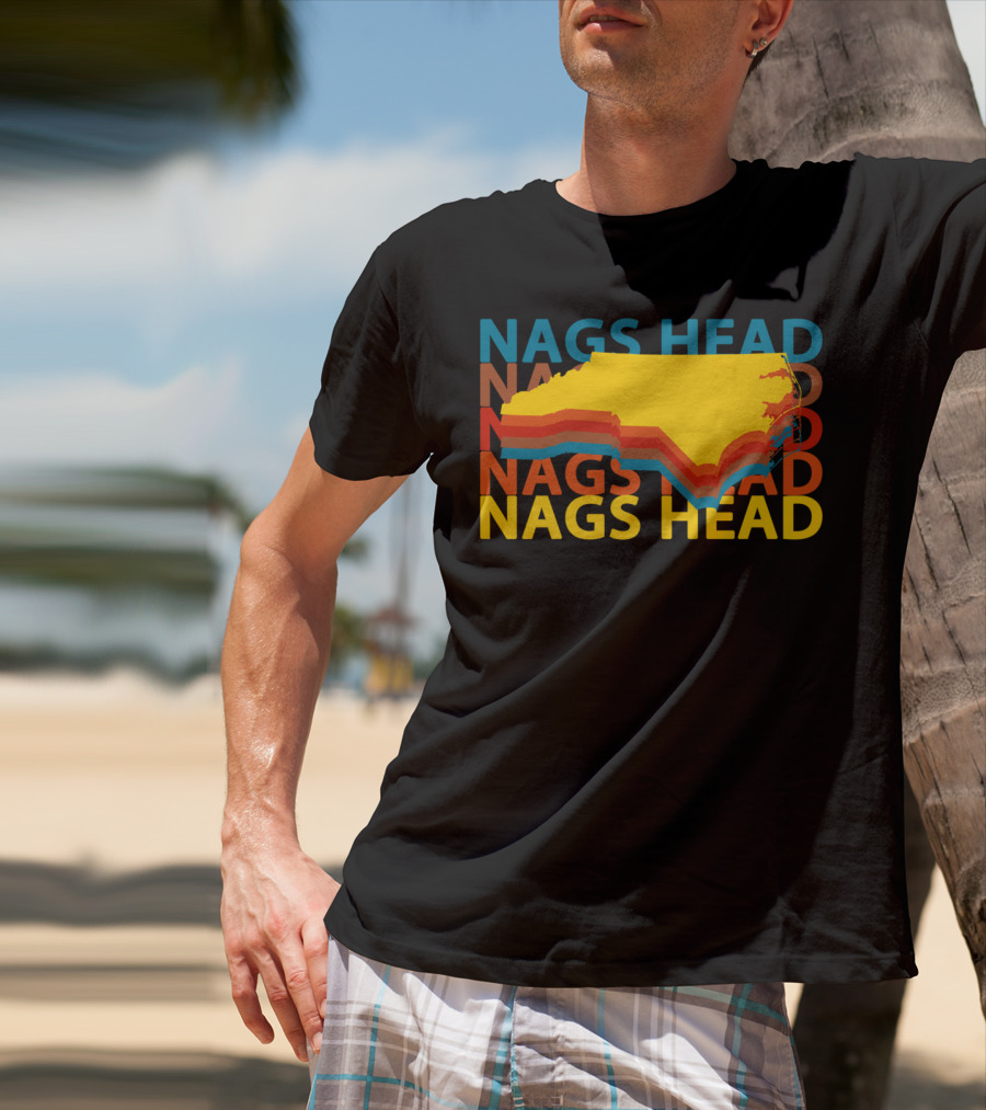 Nags Head North Carolina Outer Banks Vintage Layered Map T-Shirt