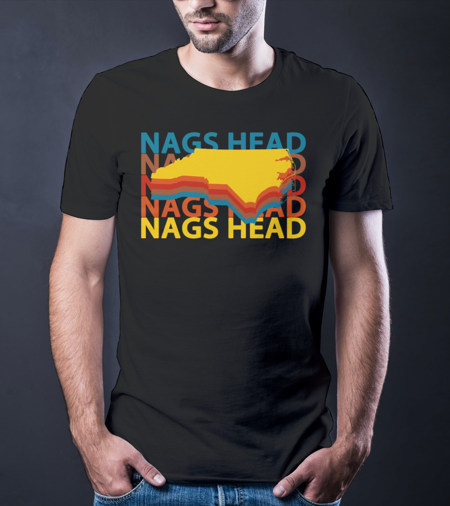 Nags Head North Carolina Outer Banks Vintage Layered Map T-Shirt