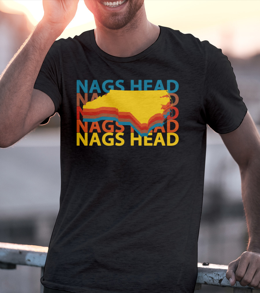 Nags Head North Carolina Outer Banks Vintage Layered Map T-Shirt