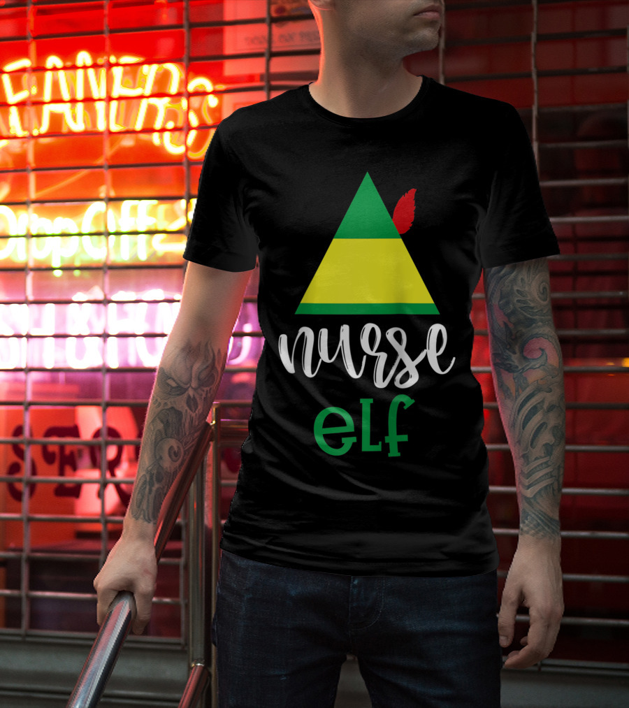 Nurse Elf Funny Christmas Medical Rn Lpn Holiday Humor T-Shirt