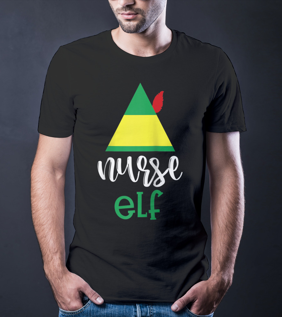 Nurse Elf Funny Christmas Medical Rn Lpn Holiday Humor T-Shirt