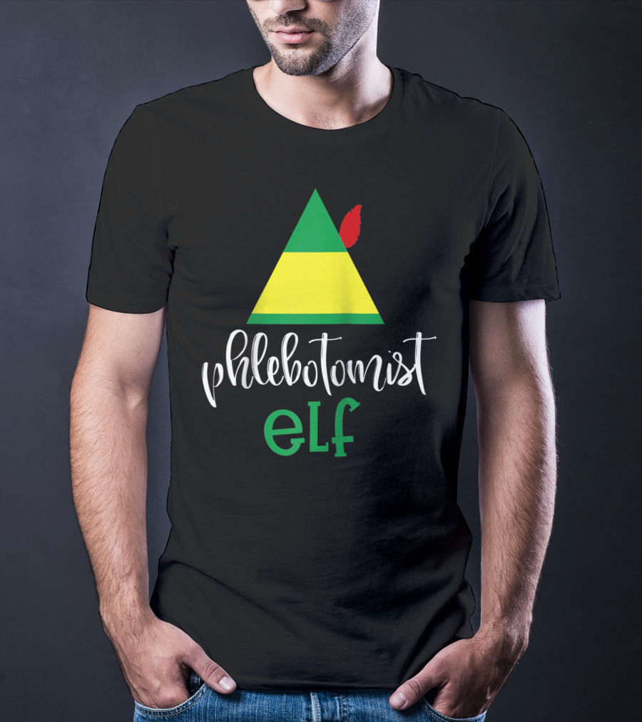 Phlebotomist Elf Christmas Hat Festive Humor T-Shirt