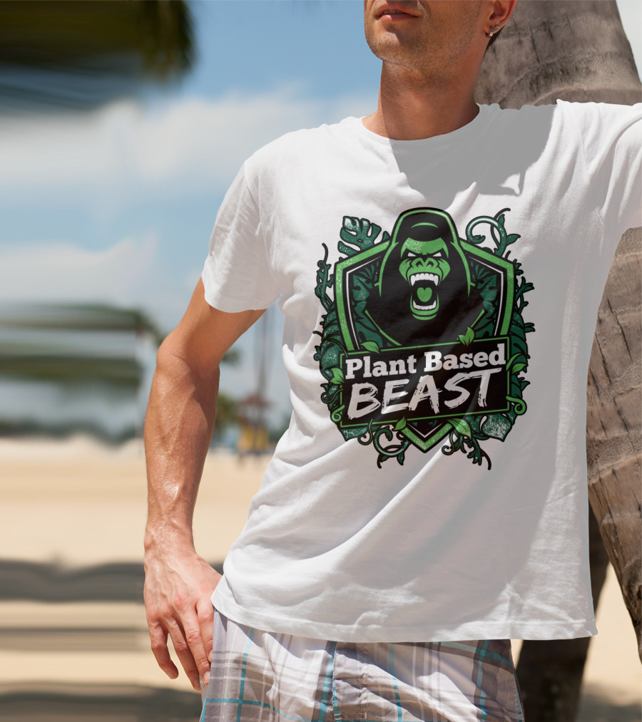 Plant Based Beast Fitness Gorilla Bodybuilding Jungle Strength T-Shirt