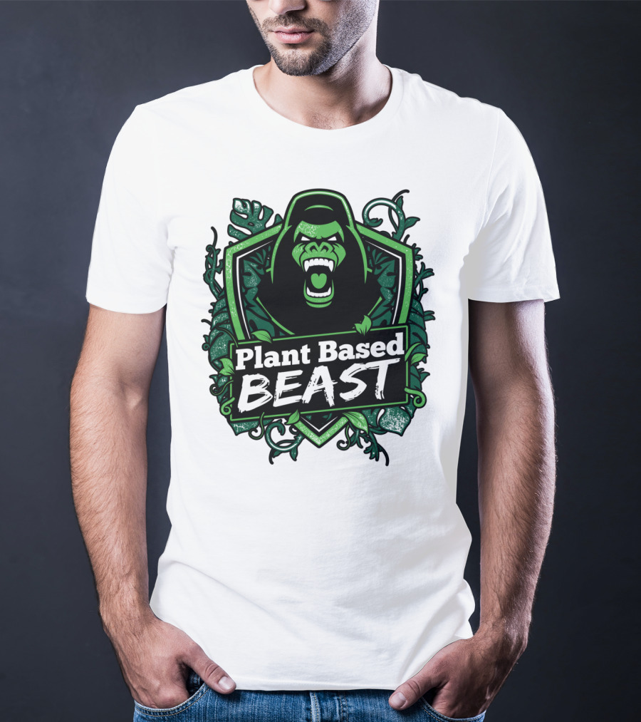 Plant Based Beast Fitness Gorilla Bodybuilding Jungle Strength T-Shirt