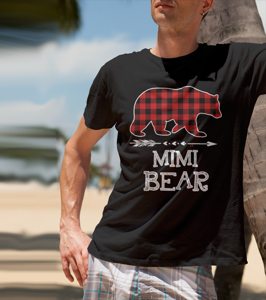Red Plaid Bear Mimi Arrow T-Shirt