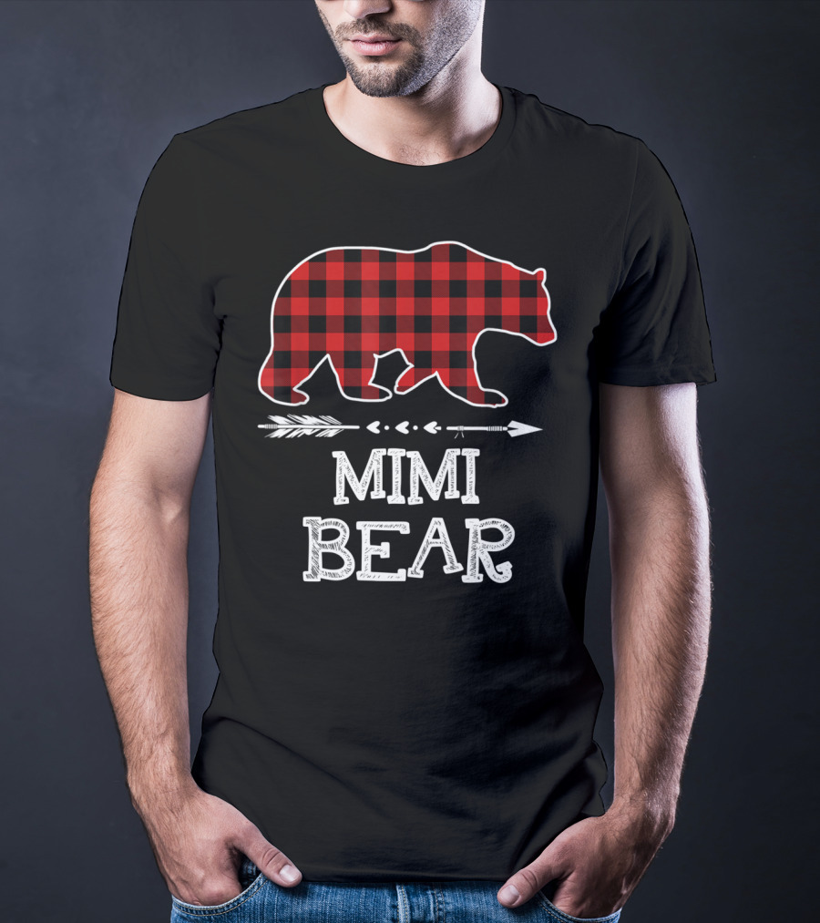 Red Plaid Bear Mimi Arrow T-Shirt