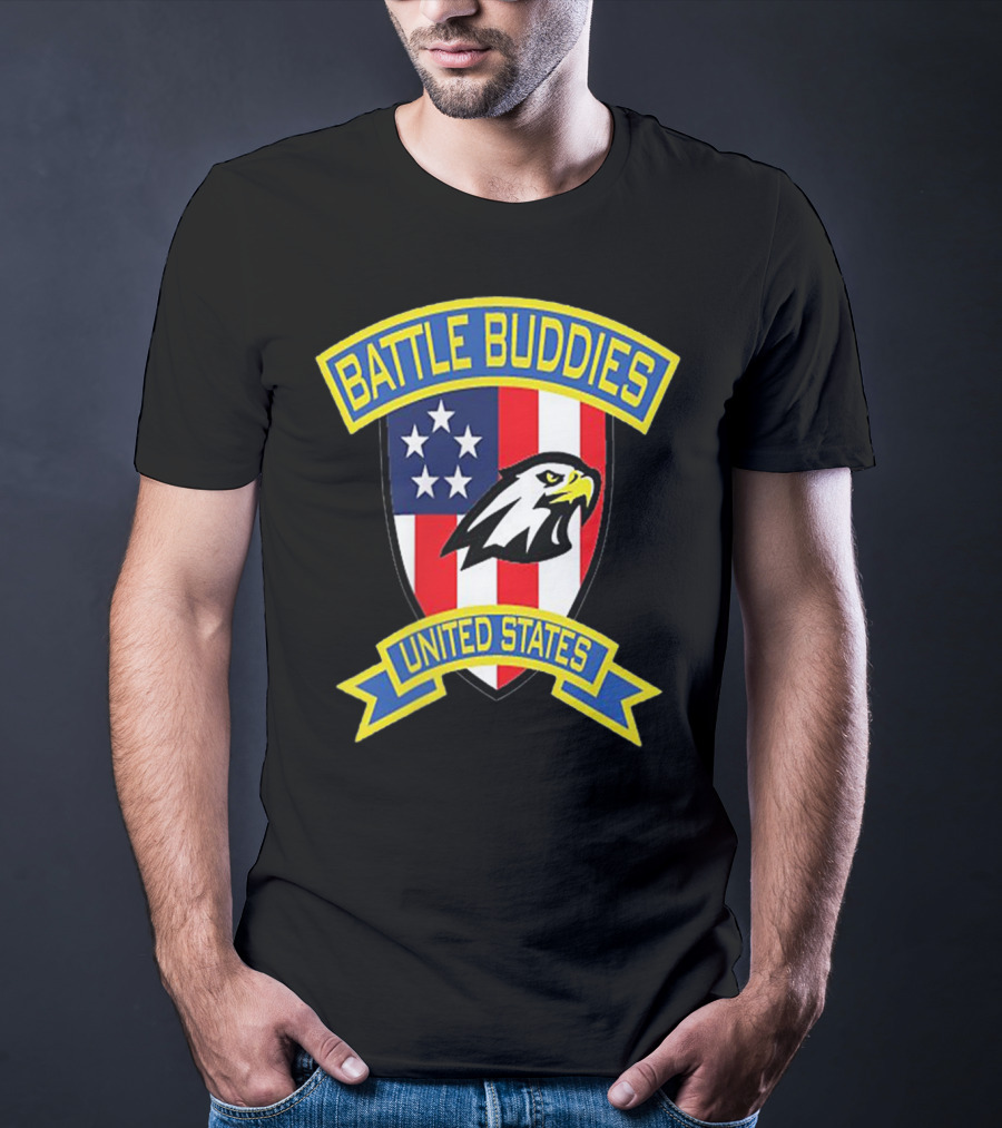 Battle Buddies United States Bald Eagle Stars Shield T-Shirt