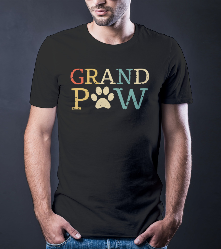 Best Grandparent Gift Dog Grand Paw Lover V T-Shirt