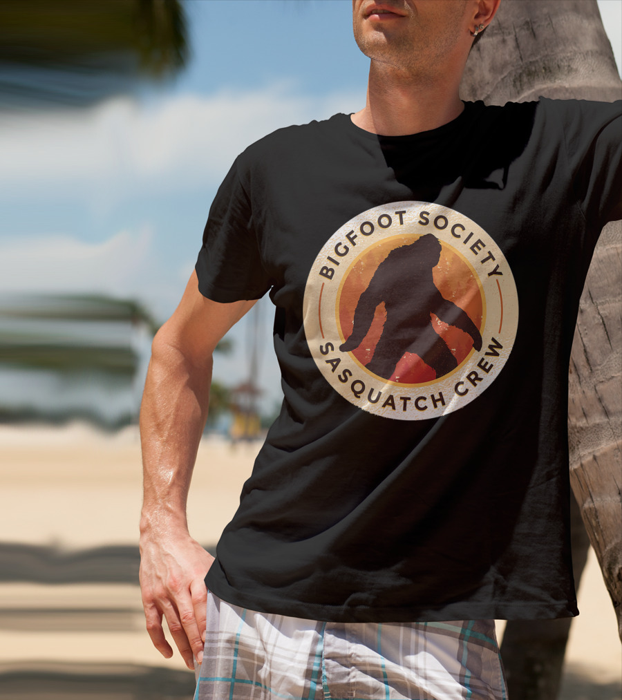 Bigfoot Society Sasquatch Crew Men Women Iconic Forest Emblem T-Shirt