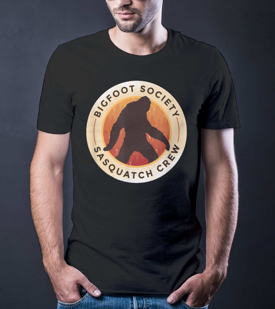 Bigfoot Society Sasquatch Crew Men Women Iconic Forest Emblem T-Shirt