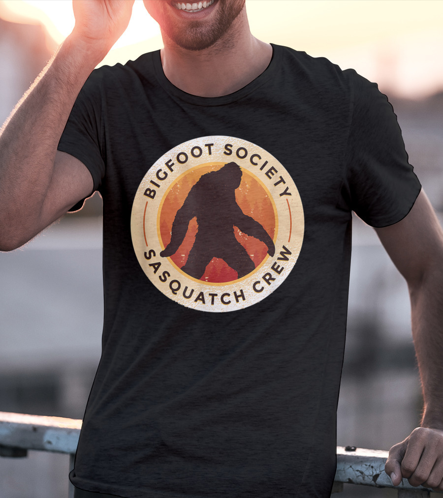 Bigfoot Society Sasquatch Crew Men Women Iconic Forest Emblem T-Shirt
