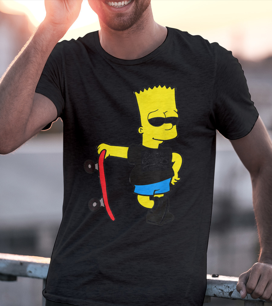Bsbct Before Crayons Tattoos Bart Skateboard T-Shirt