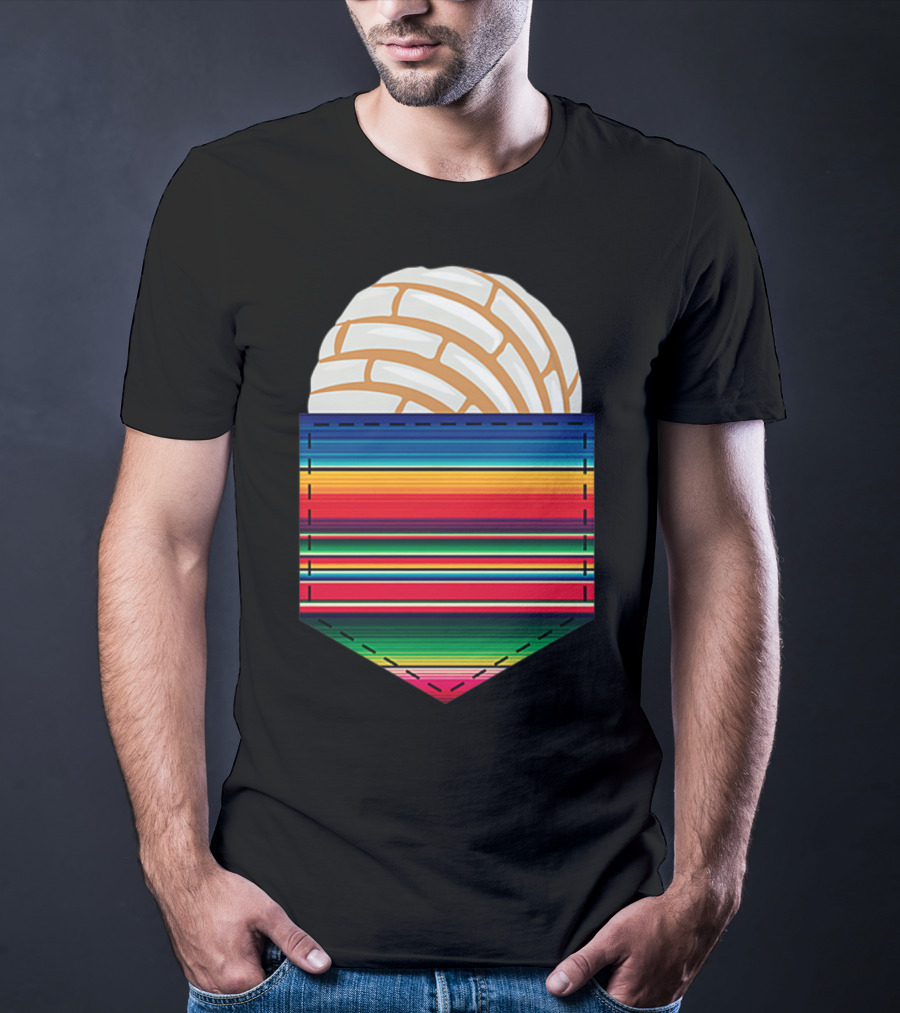 Colorful Serape Pocket White Concha T-Shirt