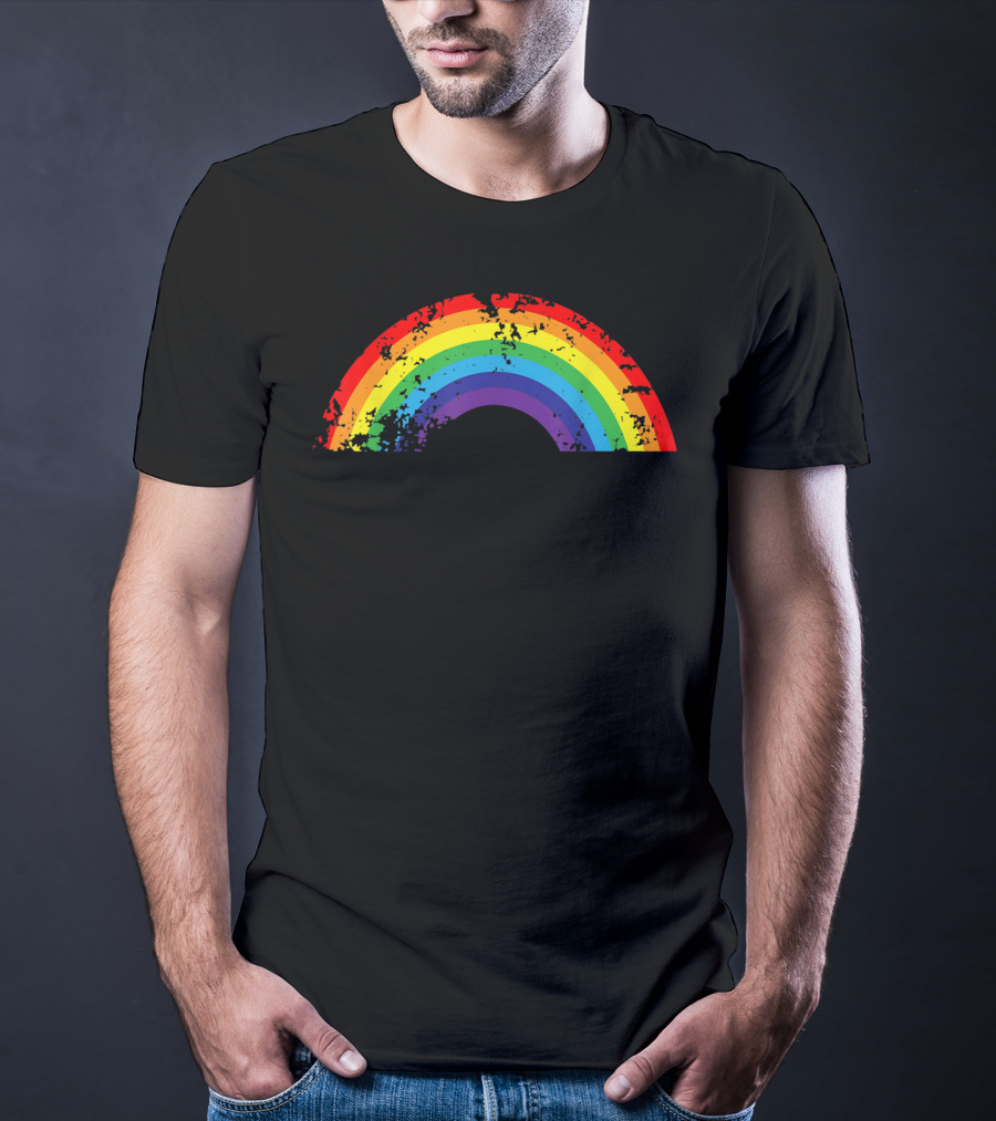 Cool Elegant Rainbow Vintage Retro 80's Style Rainbow T-Shirt