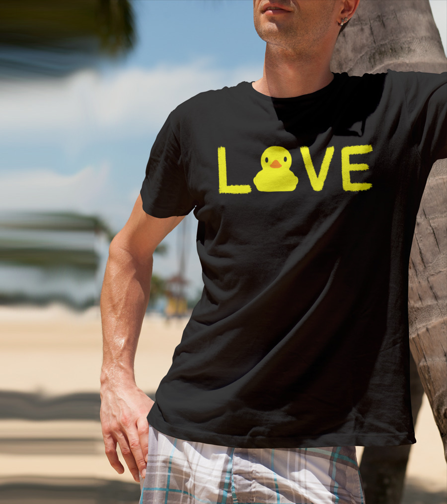 LOVE Yellow Rubber Ducky Duck Cute Graphi T-Shirt