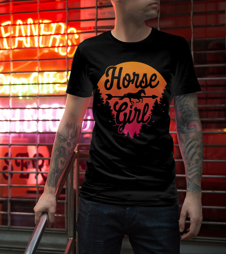 Horse Girl Forest Sunset T-Shirt