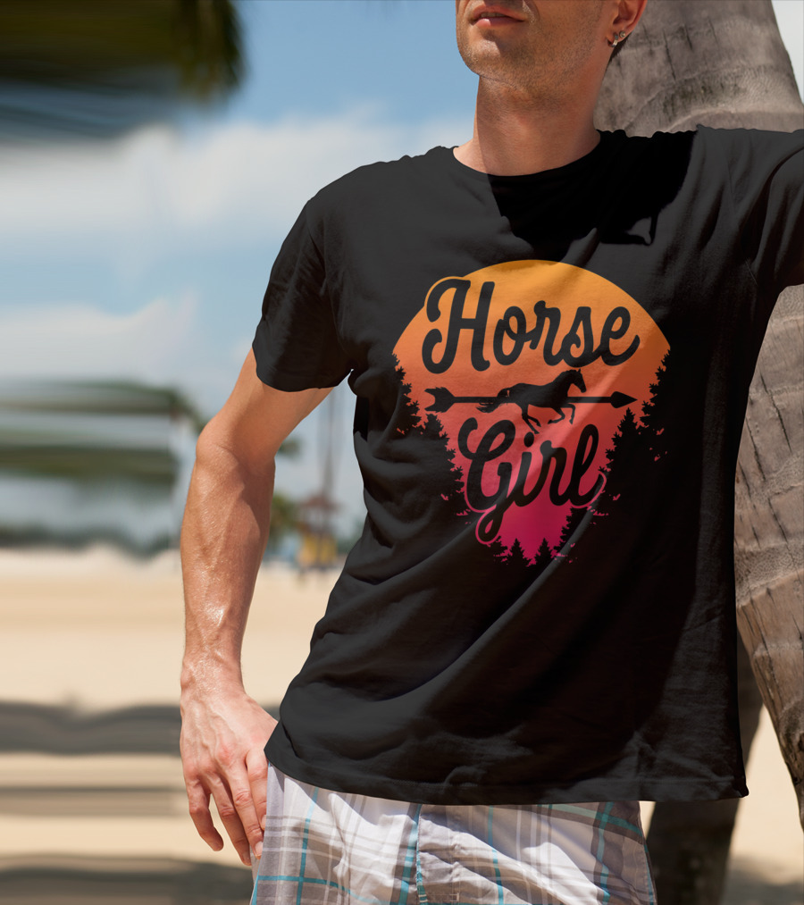 Horse Girl Forest Sunset T-Shirt