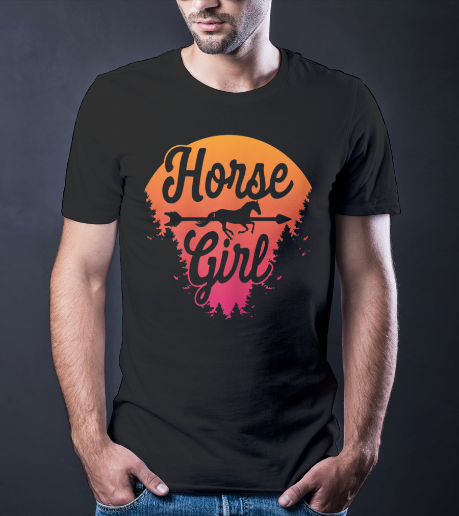 Horse Girl Forest Sunset T-Shirt