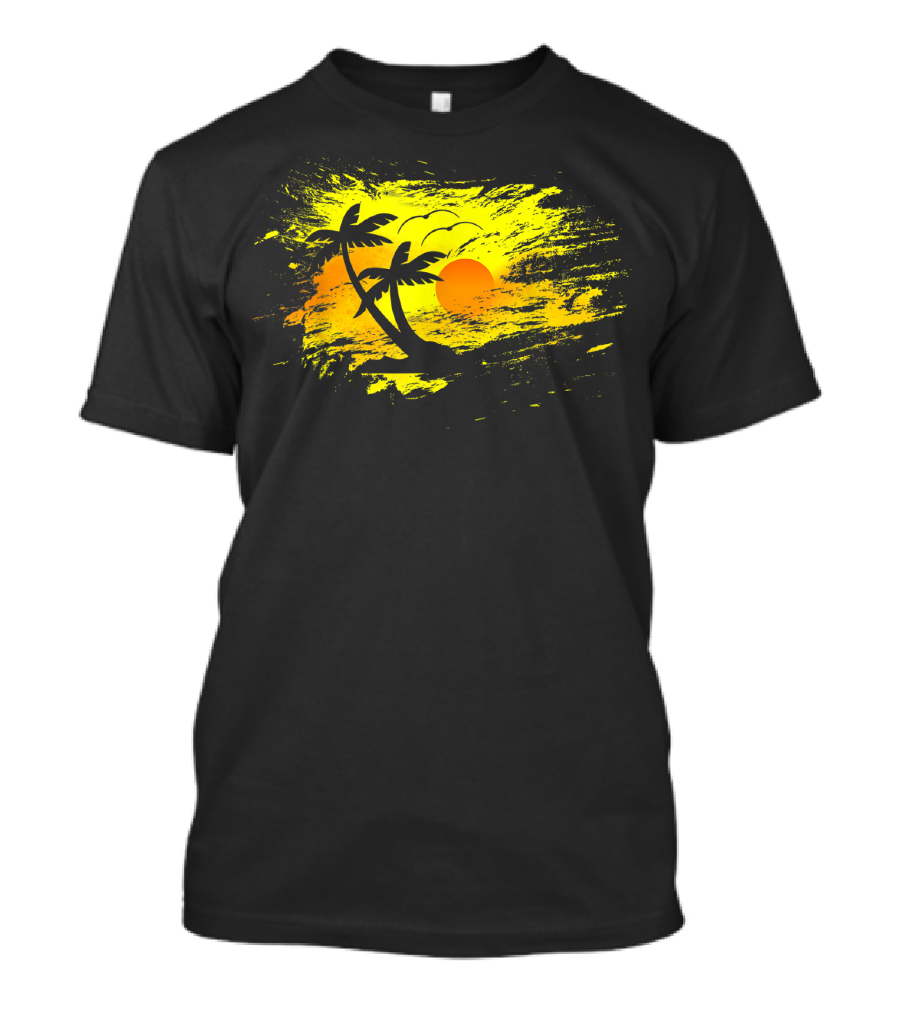 Distressed Palm Trees And Sunset Summer Vacation Scene T-Shirt
