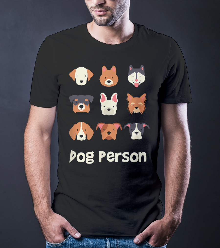 Dog Person Doggy Animal Lover Puppy Faces T-Shirt