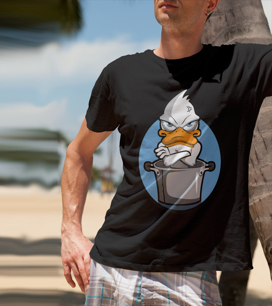 Grumpy Duck In Cooking Pot Angry Expression T-Shirt