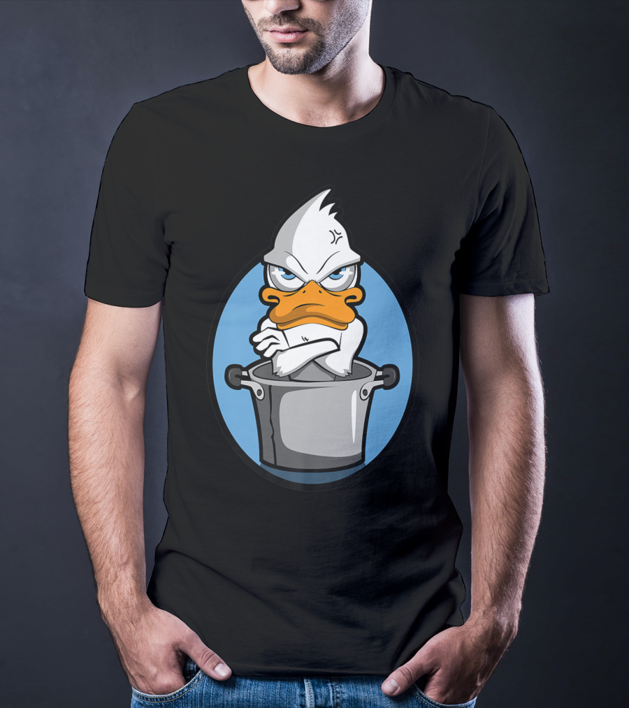 Grumpy Duck In Cooking Pot Angry Expression T-Shirt