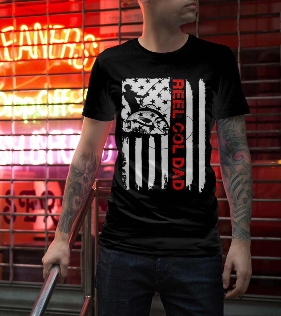 Fishing American Flag Reel Cool Dad T-Shirt