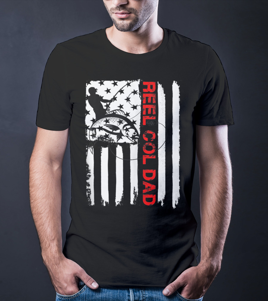 Fishing American Flag Reel Cool Dad T-Shirt