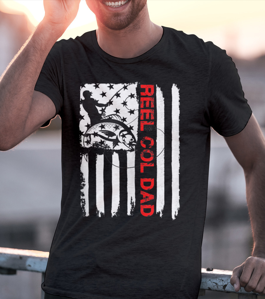 Fishing American Flag Reel Cool Dad T-Shirt