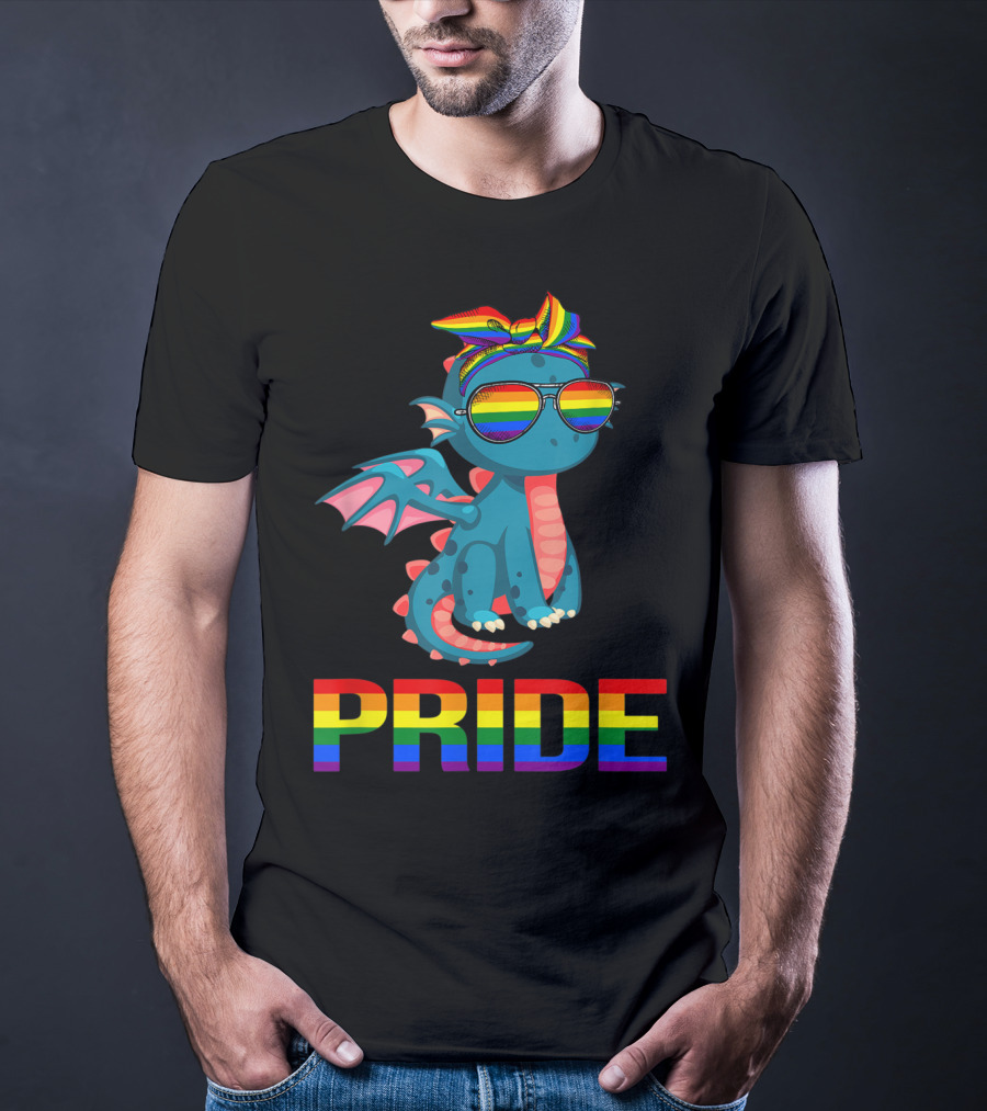 Pride Dragon With Rainbow Glasses And Bandana T-Shirt