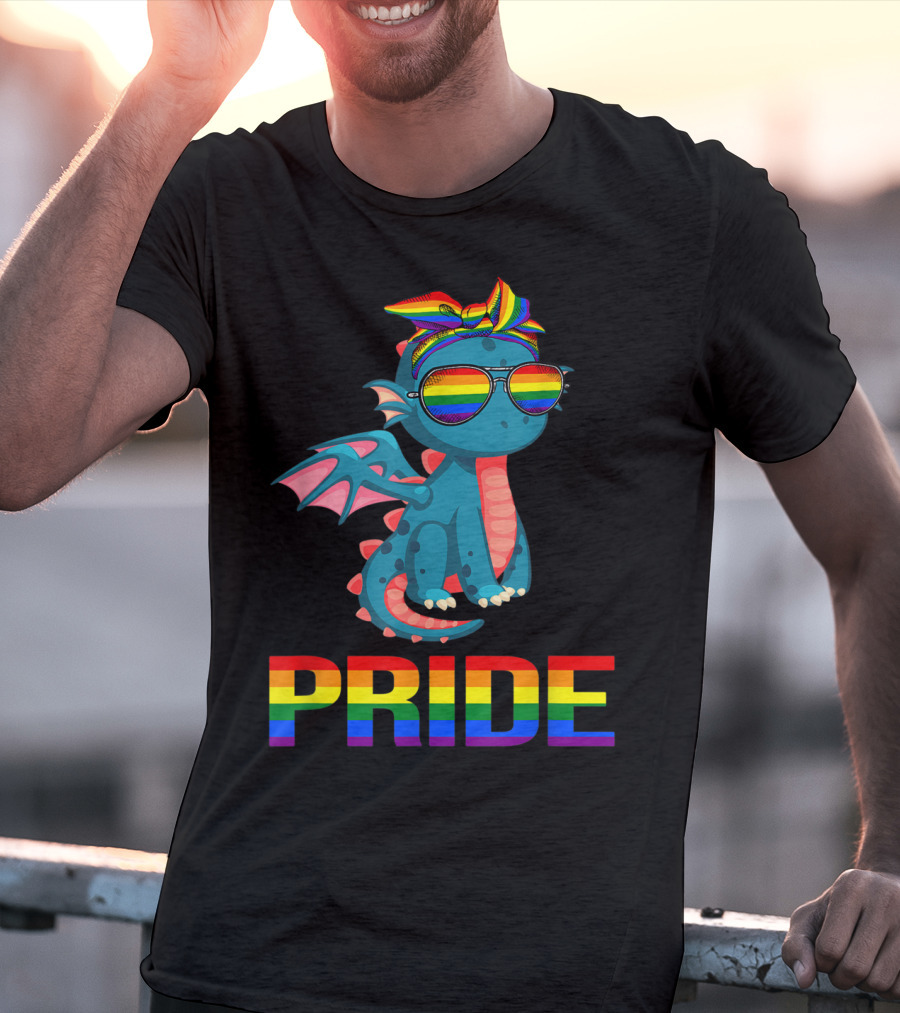 Pride Dragon With Rainbow Glasses And Bandana T-Shirt