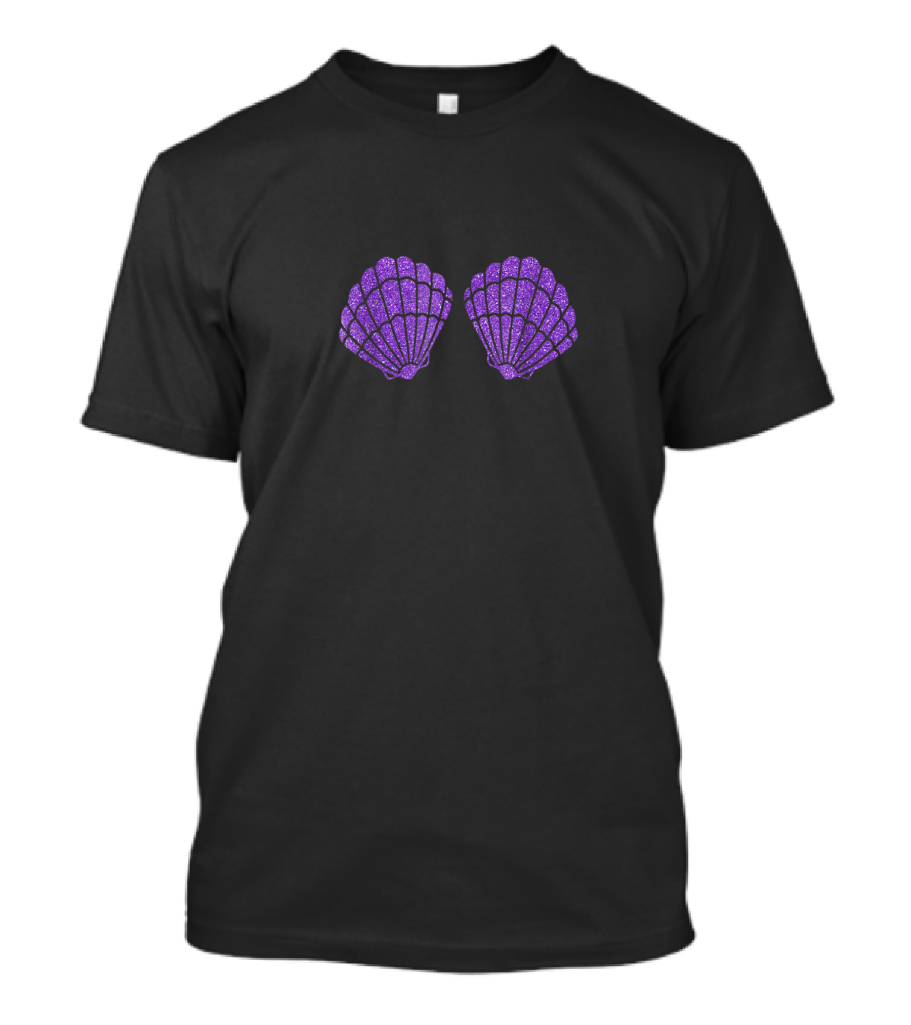 Mermaid Costume Purple Glitter Clam Seashell Bra Top T-Shirt