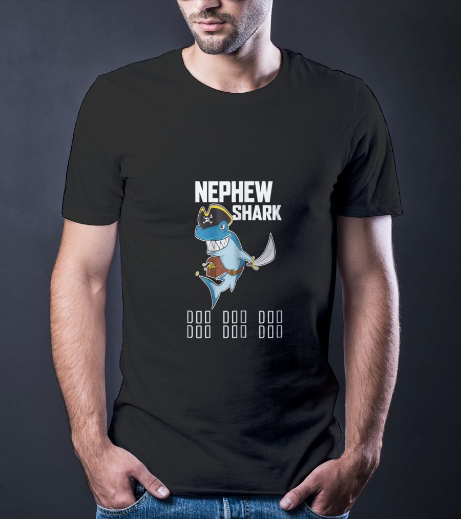 Nephew Shark Pirate Adventure Doo Doo Doo Theme With Pirate Hat And Sword T-Shirt