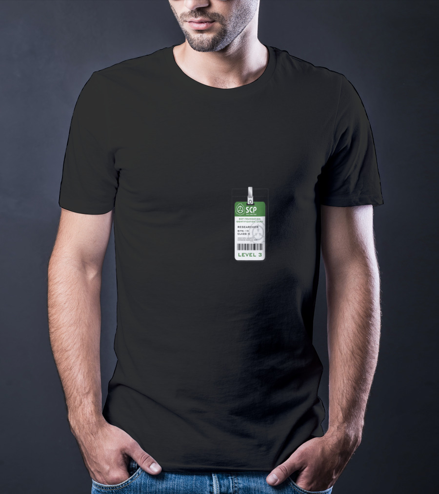 SCP Foundation Level 3 Researcher Identification Badge Secure Contain Protect Emblem T-Shirt