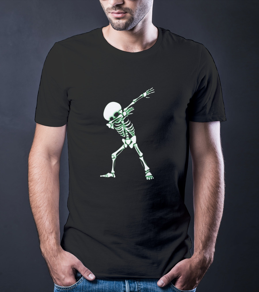 Dabbing Skeleton Halloween Skull Dab Glow In The Dark T-Shirt