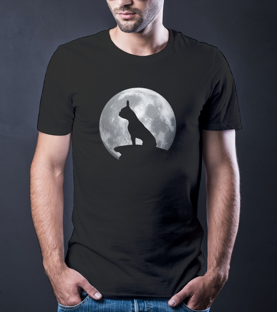 French Bulldog Silhouette With Moon In French Bulldogs T-Shirt