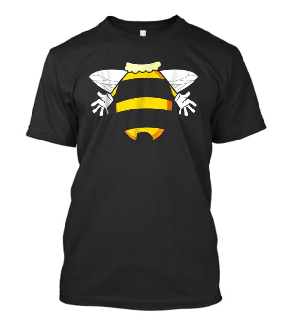 Funny Honeybee Costume Hilarious Bee With Striped Wings And Cartoon Hands T-Shirt