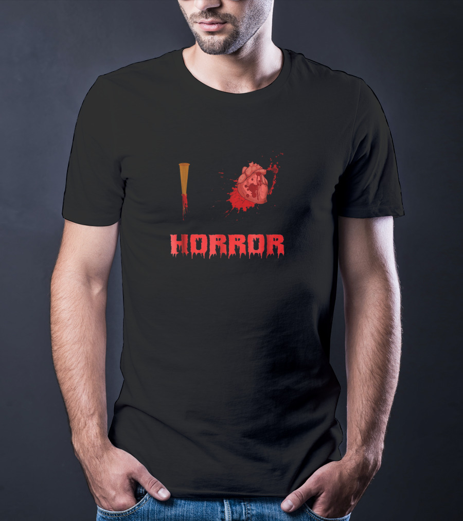 I Horror Bloody Stake Heart Design With Splatter Elements T-Shirt