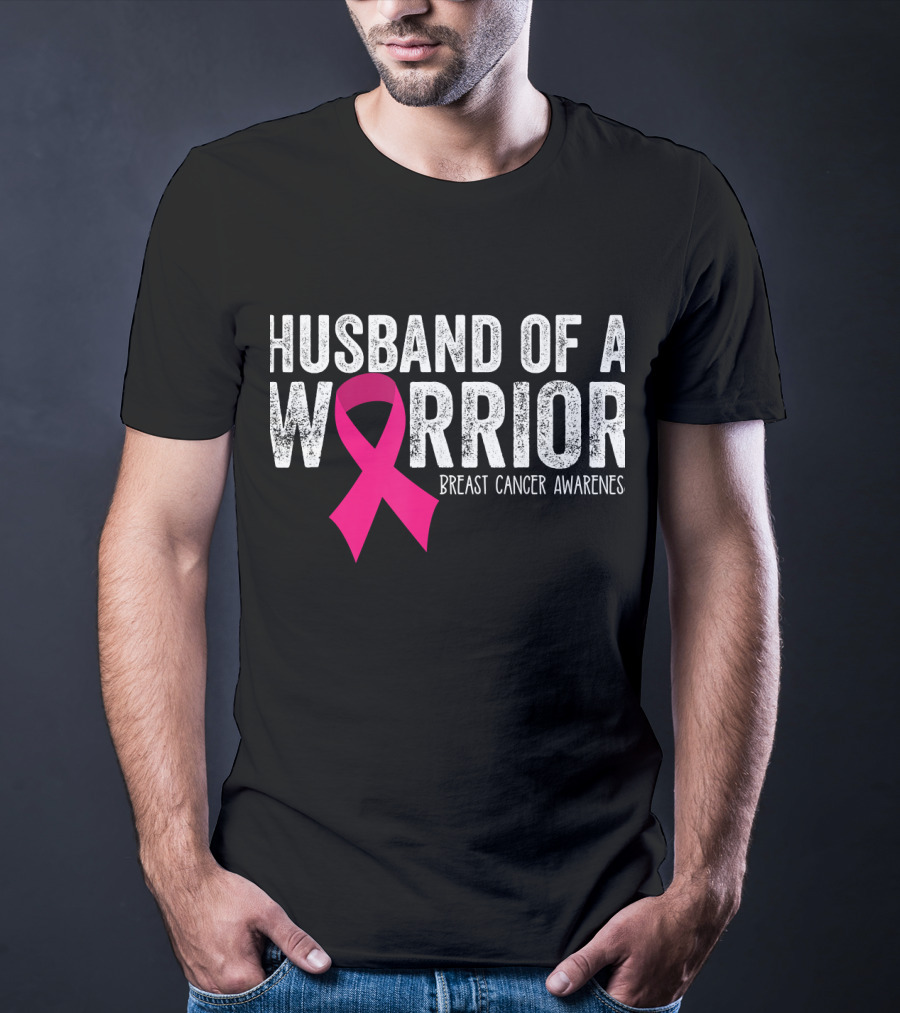 Husband Of A Warrior Breast Cancer Awareness Pink T-Shirt